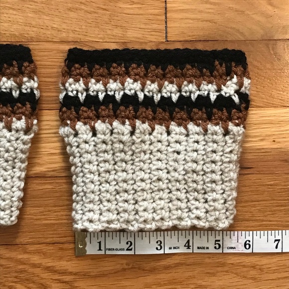 Black, Brown & Cream Boot Cuffs, Handmade - Picture 5 of 7